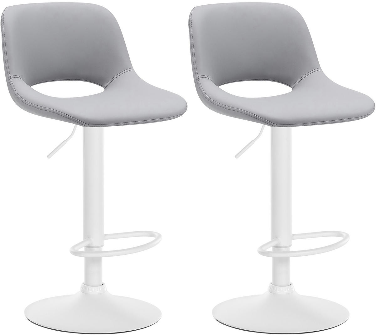 BARHOCKER 2er Set Lederlook grau - Weiß/Grau, Textil/Metall (42/86/46cm) - CLP