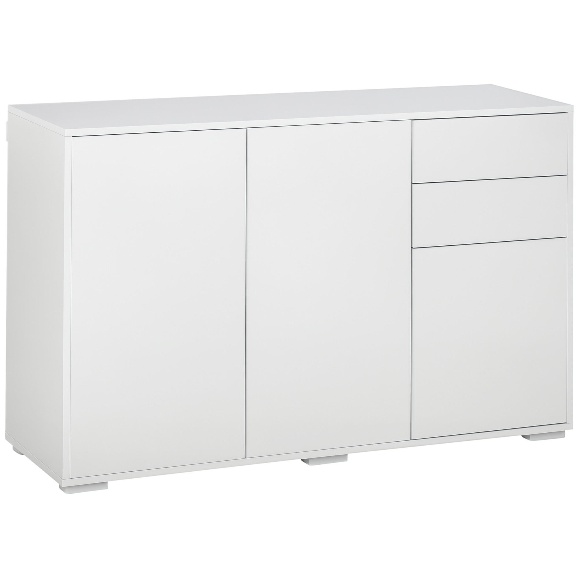 SIDEBOARD Weiß, 2 Schubladen, Push-Click, 117/36/74 cm - Weiß, Holz (117/74/36cm) - PANGIVO