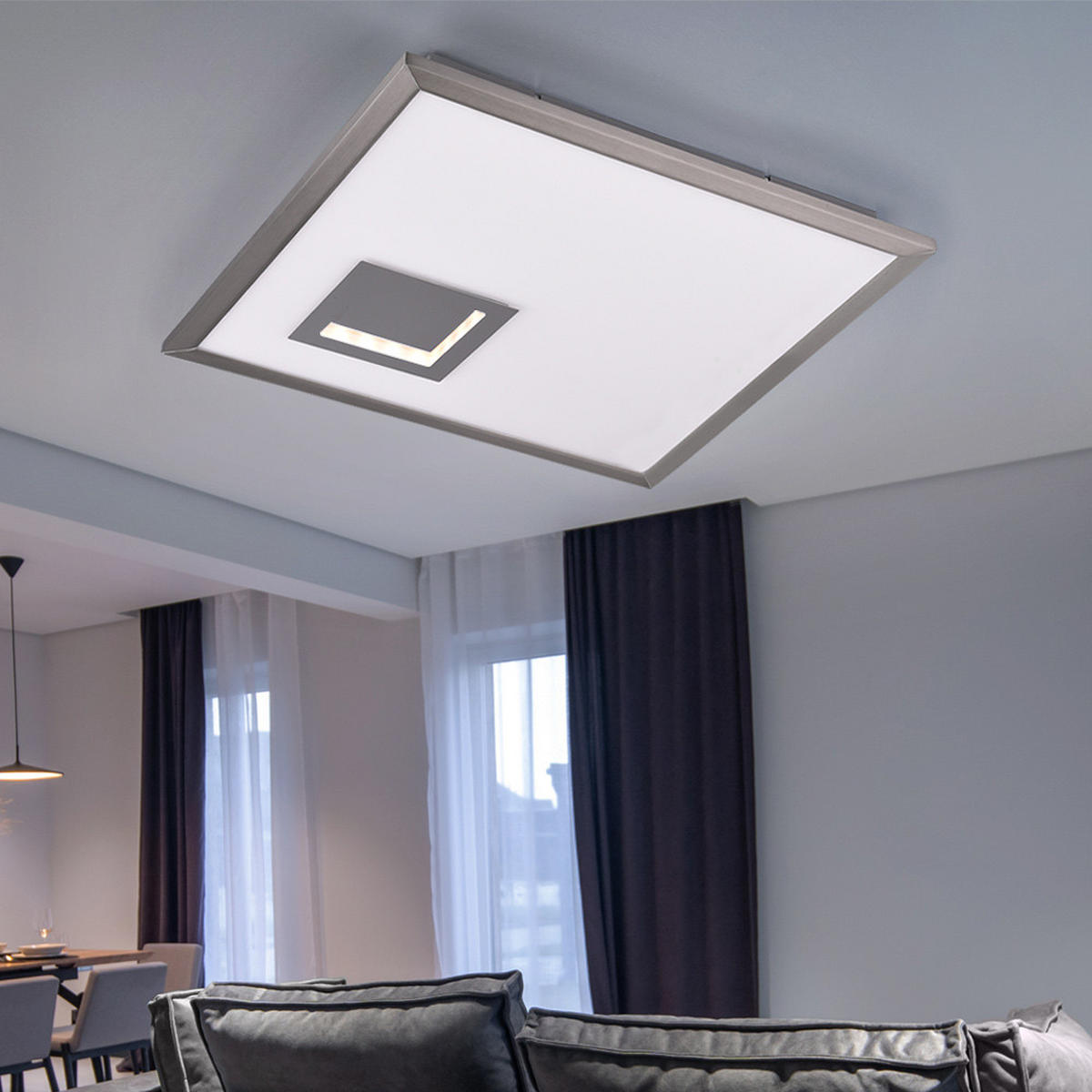 LED DECKENLEUCHTE PORTLAND Silber - Silberfarben, Metall (45/45/4cm)