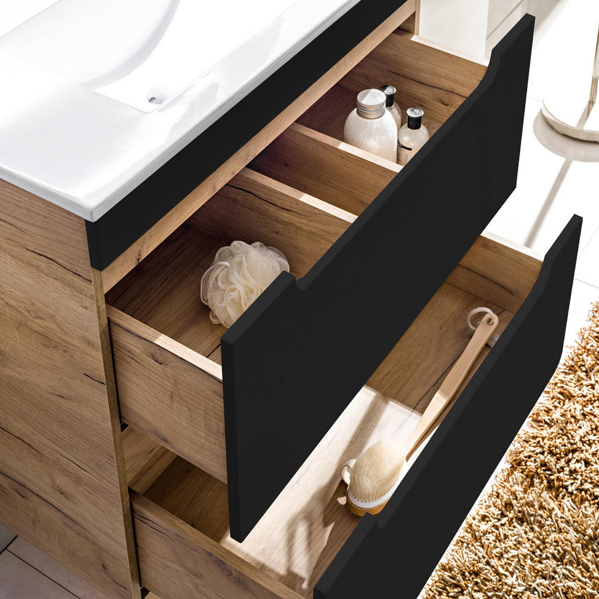 BADMÖBEL-SET 2-TLG. New-luton - Anthrazit, Holzwerkstoff (121/200/46cm) - Lomado