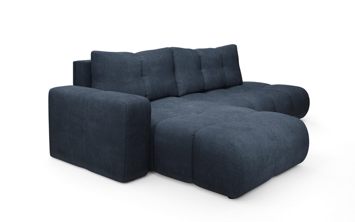 ECKSOFA DUCA L-S Dunkelblau Chenille mit Schlaffunktion - Dunkelblau, Holz (266.5/266.5cm) - MASSENO