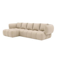 ECKSOFA L-Form, Veloursstoff Bluvel, Creme, Links, SEVIO L - Creme, Holz (242/175cm) - Kaiser Möbel