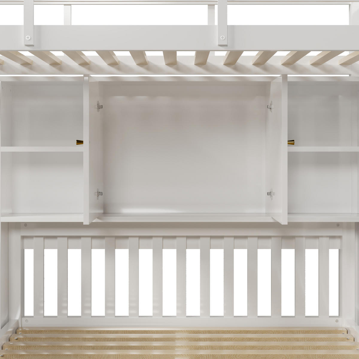 KINDERBETT aus Massivholz & MDF 90x200/140x200 cm in Weiß mit Stauraumtreppe - Weiß, Holzwerkstoff (90/200cm) - Modfu
