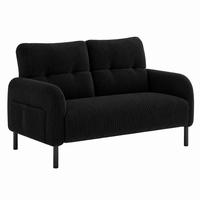 SOFA 2-Sitzer 120 x 75 x 79 cm Cord Black mit Seitentasche - Schwarz, Kunststoff (120/79/75cm) - Meubliv
