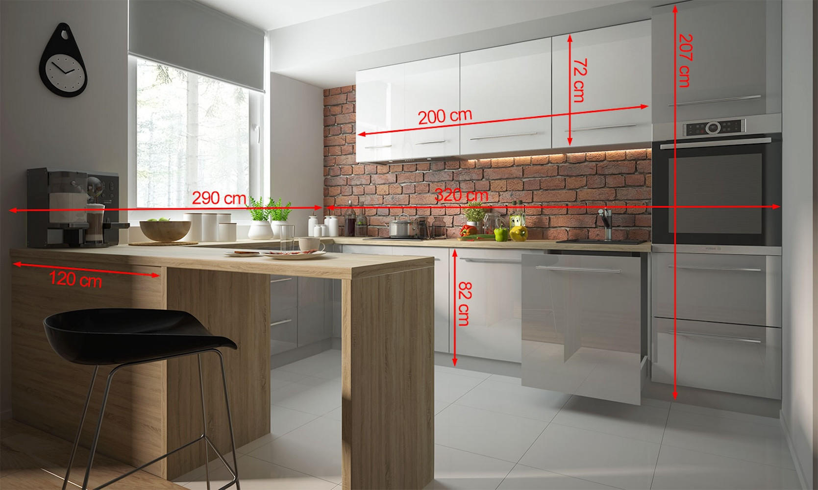 WINKELKÜCHE Essen grau / grau & weiß hochglanz 11-teilig - Weiß/Grau, Holzwerkstoff/Metall (320/207/290cm) - Feldmann-Wohnen