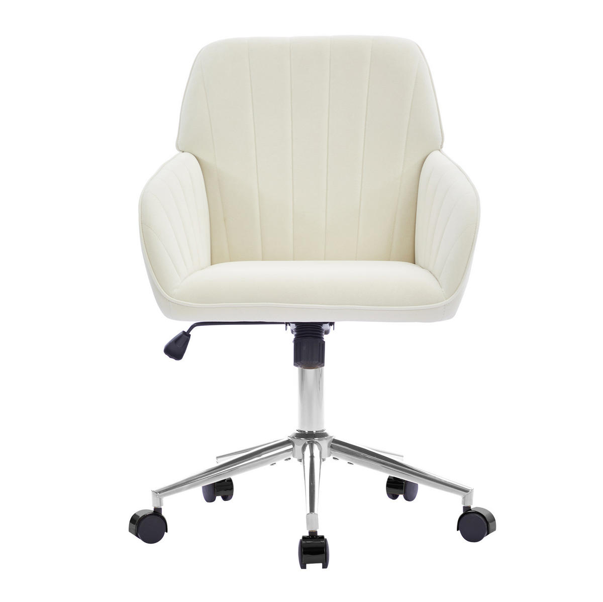 BÜRODREHSTUHL höhenverstellbar 50-59 cm Samt Weiß - Weiß, Metall (60/97/62cm) - Meubliv