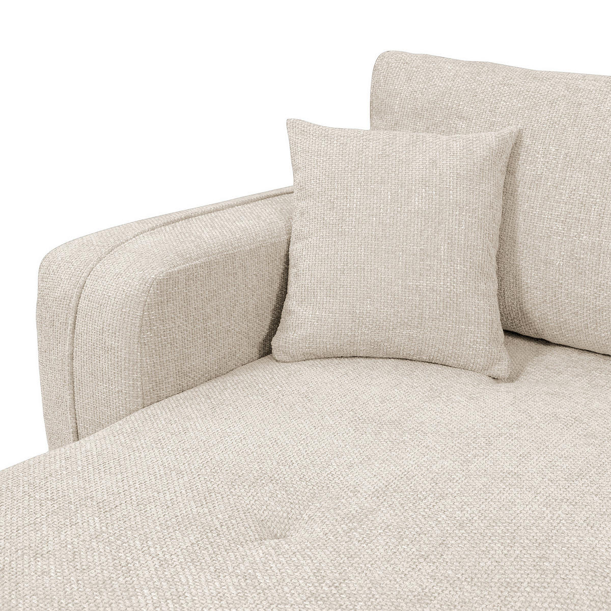 ECKSOFA mit Schlaffunktion - 272 cm - Beige/Schwarz, Kunststoff/Textil (272/145cm) - home24