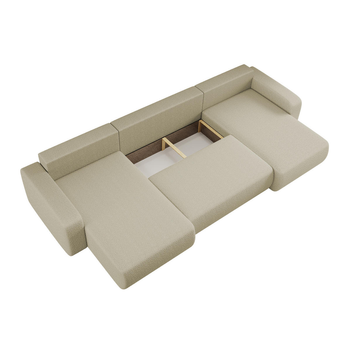 ECKSOFA U-Form Mit Schlaffunktion Und Bettkasten MILANO Stoff Beige - Beige, Holz/Textil (312/145cm) - Kaiser Möbel