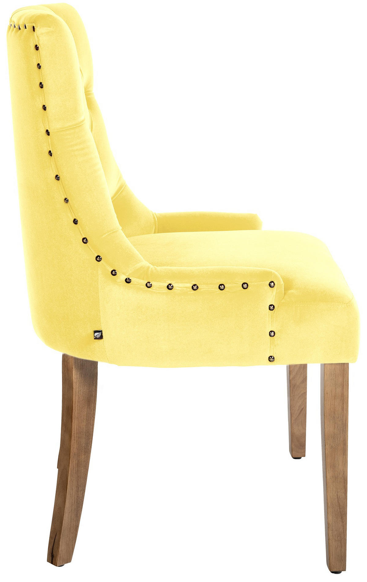 STUHL Samt gelb - Gelb/Naturfarben, Holz/Textil (55/92/58cm) - CLP