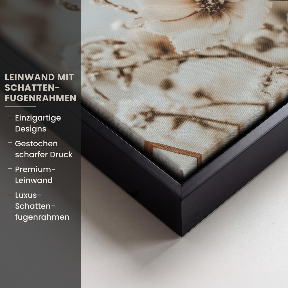LEINWAND Bilder mit Rahmen - Blumen - Winter - Weiß - Schnee - Beige - 20x30 - Creme, Textil (20/30cm) - MuchoWow