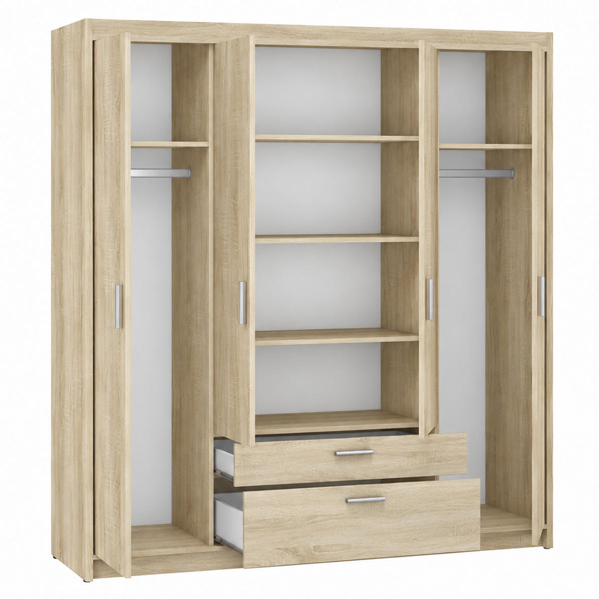 DREHTÜRENSCHRANK Elena mit 4 Türen und 2 Schubladen, ohne Spiegel Sonoma Eiche - Sonoma Eiche, Holzwerkstoff (176/190/53cm) - Beautysofa