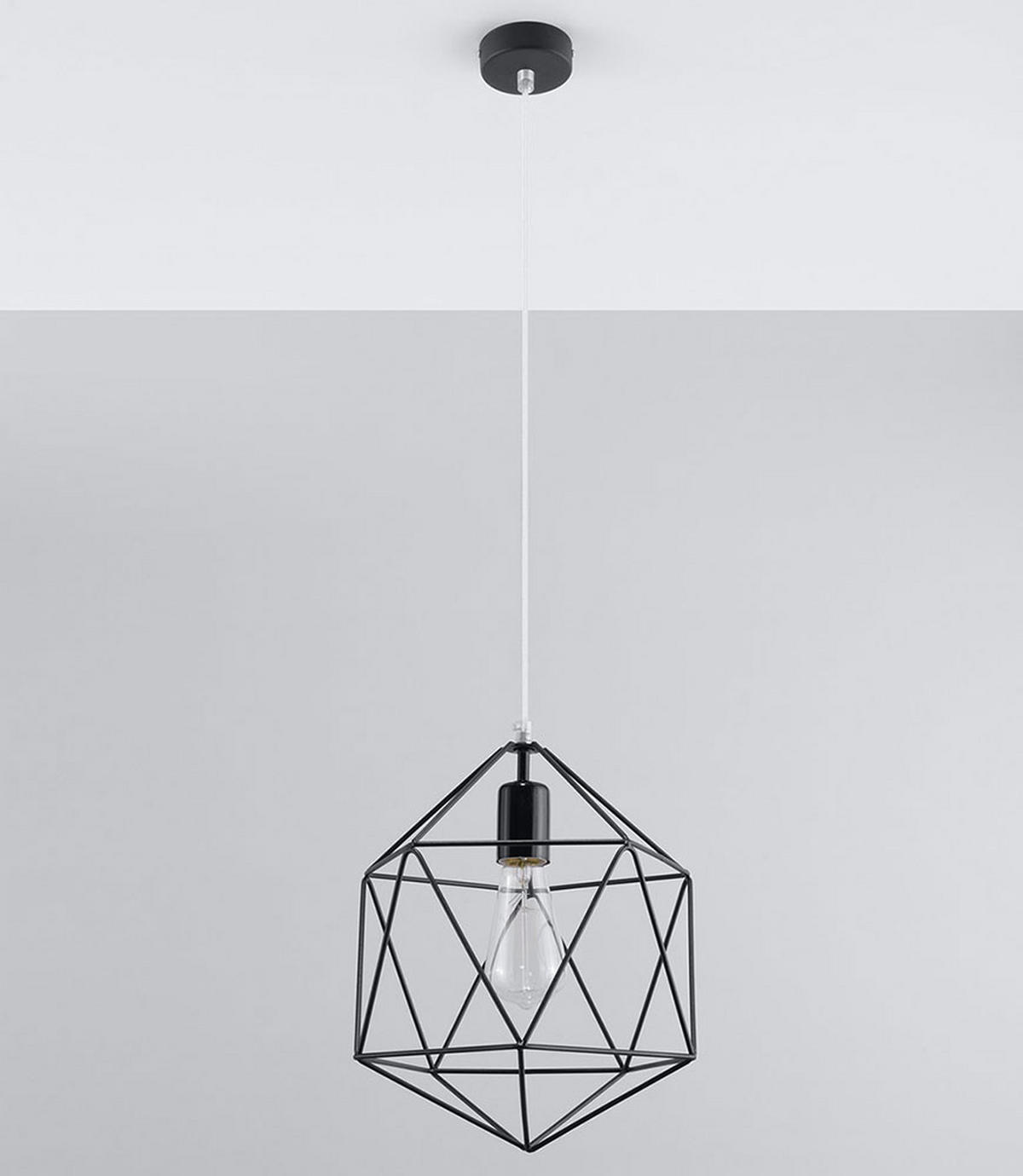 HÄNGELEUCHTE Stahl Schwarz Gitteroptik - Schwarz, Metall (25/25/100cm)