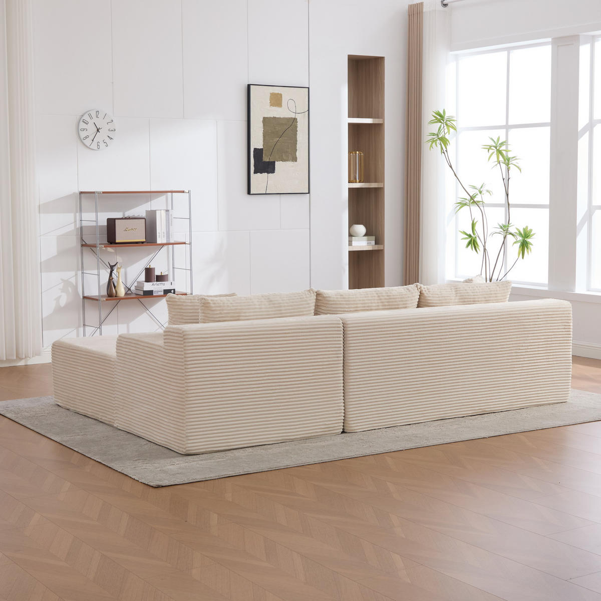 ECKSOFA 272/174/74.5 cm Beige mit rutschfestem Boden - Beige, Textil (174/74.5/272cm) - Oxeza