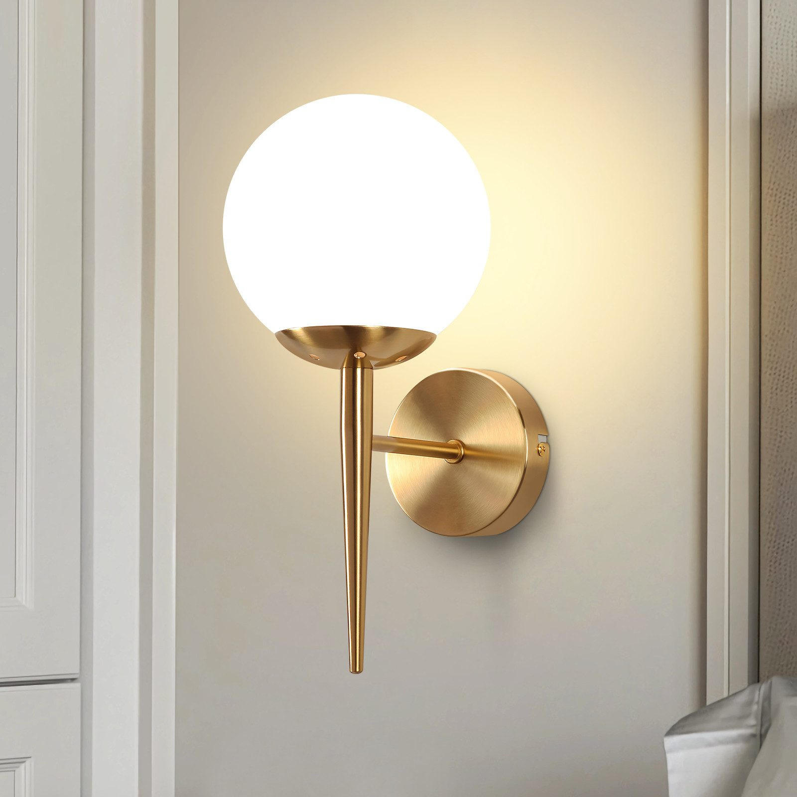 WANDLEUCHTE Maser - Goldfarben, Metall (32/15/20cm) - Nettlife