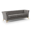 CHESTERFIELD-SOFA 3-sitzer Whitby Grau Samt mit goldenen Füßen - Goldfarben/Grau, Holz/Textil (237/78/82cm) - S-Style Möbel