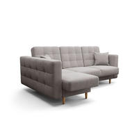 ECKSOFA KONGO RBN12, Eckcouch in L-Form mit Schlaffunktion, Farbe: Grau, Velourstoff, Ottomane Links - Grau, Textil (225/158cm) - O-Sofa