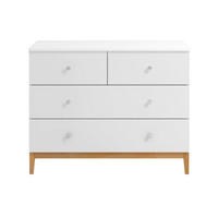 HOLZKOMMODE Livia mit silbernen griffen, Weiß/Naturfarben - Silberfarben/Buchefarben, Holz/Buchenholz (120/93/43cm) - Visby