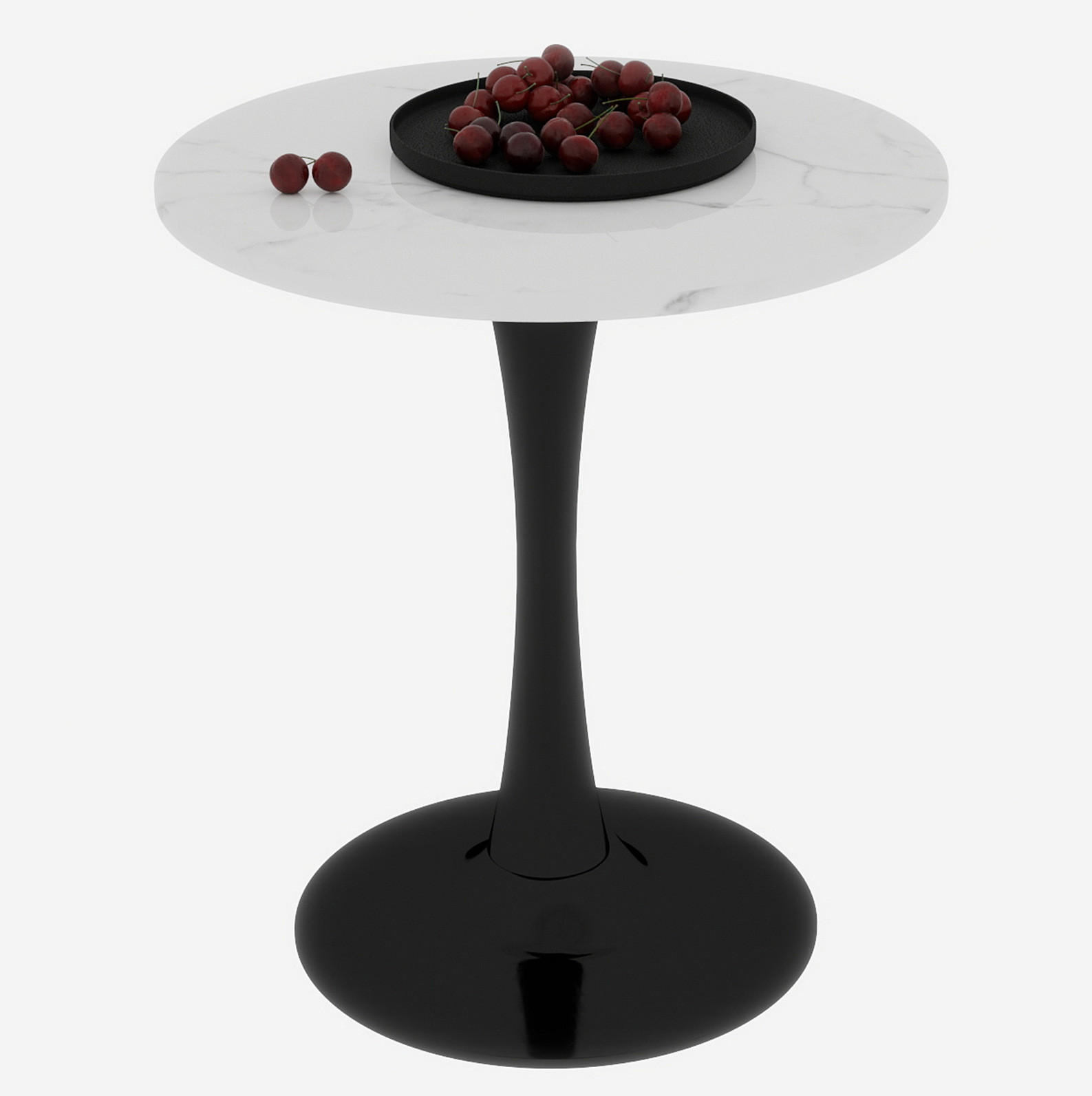 KONFERENČNÍ stolek z umělého mramoru, průměr 70 cm, černo-bílý - bílá, kámen (70/70/72cm) - BEAOK