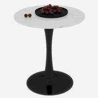 KONFERENČNÍ stolek z umělého mramoru, průměr 70 cm, černo-bílý - bílá, kámen (70/70/72cm) - BEAOK