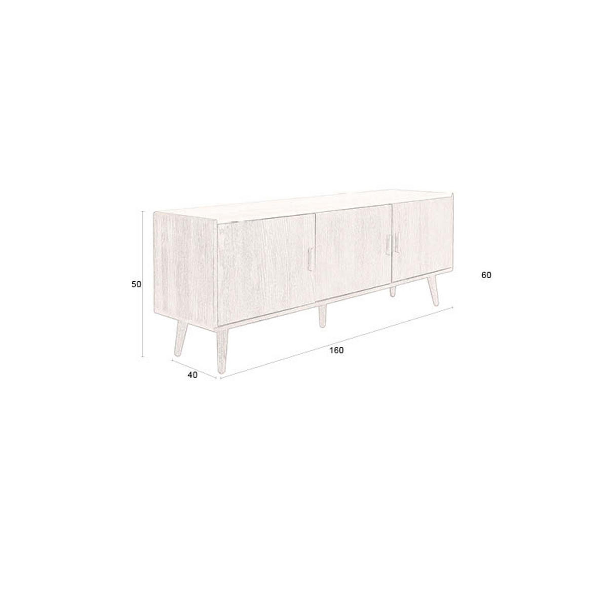 SIDEBOARD Arda - Beige, Holz (160/60/40cm) - Dutchbone