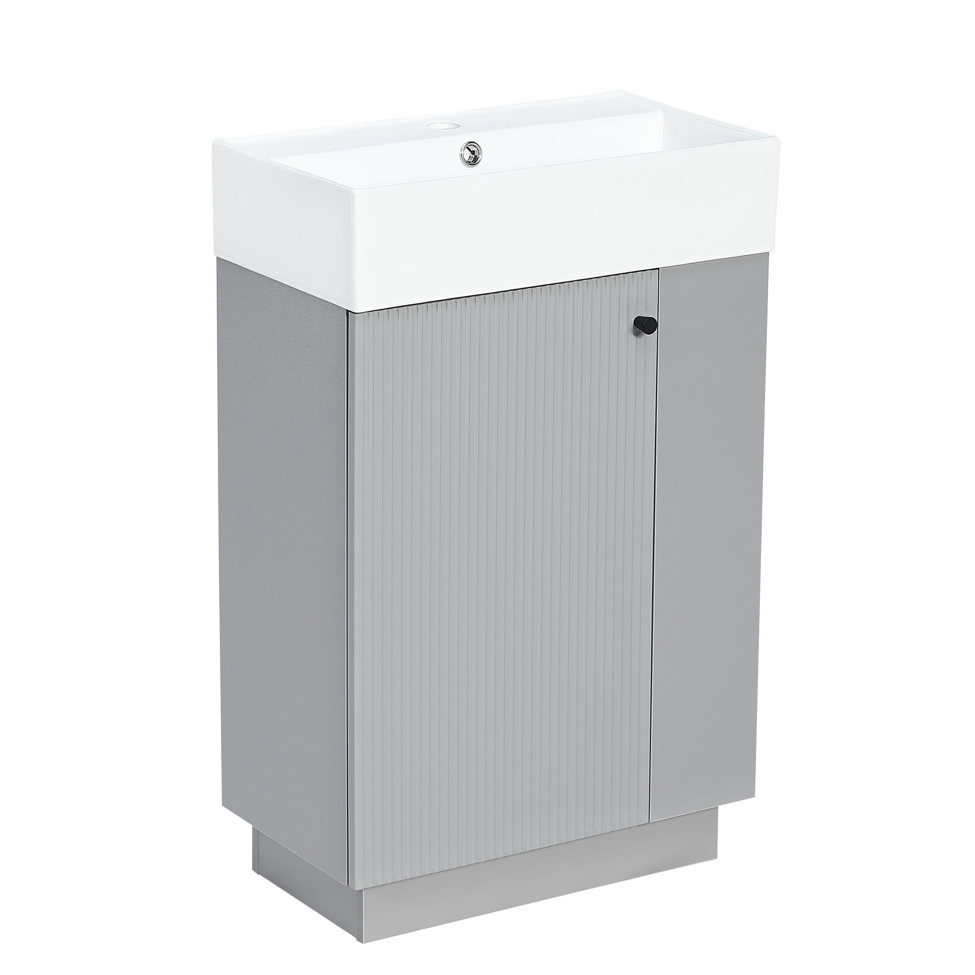 WASCHTISCHKOMBI 55/32/87 cm Grau mit abnehmbarem Toilettenpapierhalter, ohne Wasserhahn - Grau, Holz/Holzwerkstoff (32/87/55cm) - Oxeza