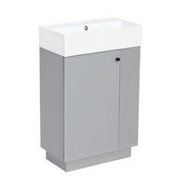 WASCHTISCHKOMBI 55/32/87 cm Grau mit abnehmbarem Toilettenpapierhalter, ohne Wasserhahn - Grau, Holz/Holzwerkstoff (32/87/55cm) - Oxeza