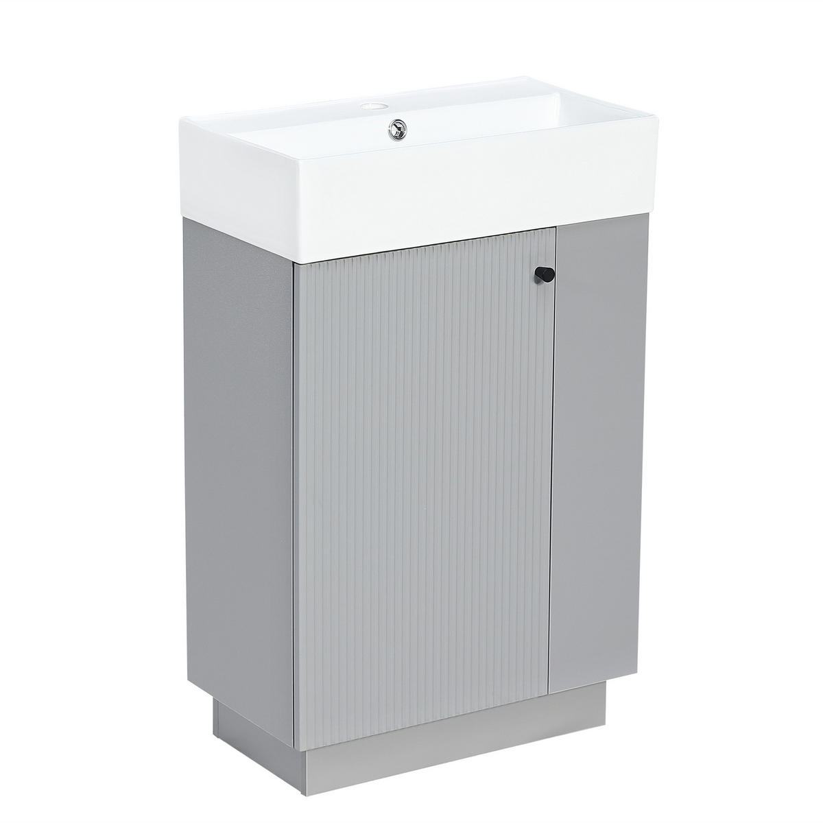 SKŘÍŇKA POD UMYVADLO 55 cm, šedá, s keramickým umyvadlem - šedá, kompozitní dřevo (55/87/32cm) - Urban Meuble