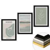 WANDBILDER 3er-Set - 20x30 cm Schwarzer Rahmen - Abstrakte pastellfarbene Pflanzenformen - Schwarz, Kunststoff (20/30cm) - ArtPrintCave