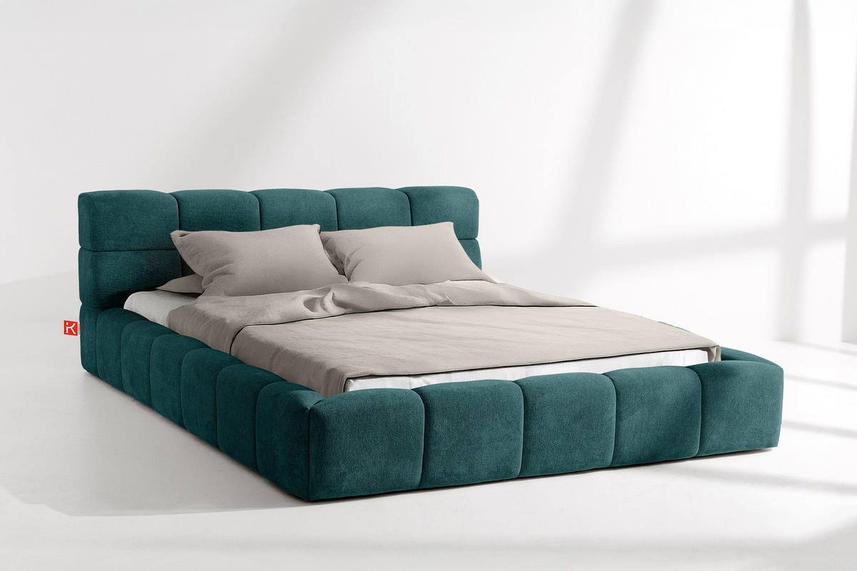 POLSTERBETT AERI 140/160/180/200 mit Rahmen und Bettkasten, blau - Blau, Holz/Holzwerkstoff (180/200cm) - KONSIMO®