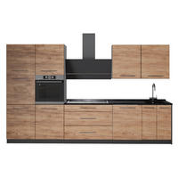 KÜCHENZEILE Fame-Line, Goldkraft Eiche/Anthrazit, 340 cm, AP Anthrazit - Honigeiche/Anthrazit, Holzwerkstoff (340/206.8/60cm) - Vicco