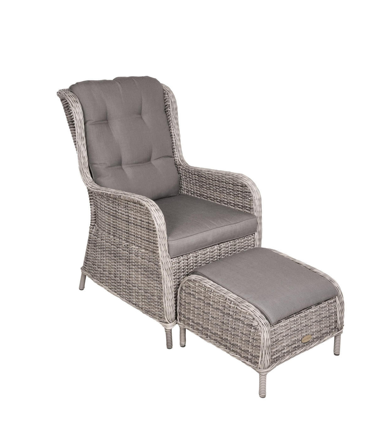 GARTENSTUHL Nara mit Beistelltisch Grau Gartenstuhl-Set - Grau, Kunststoff (68/98/90cm) - DELUKE