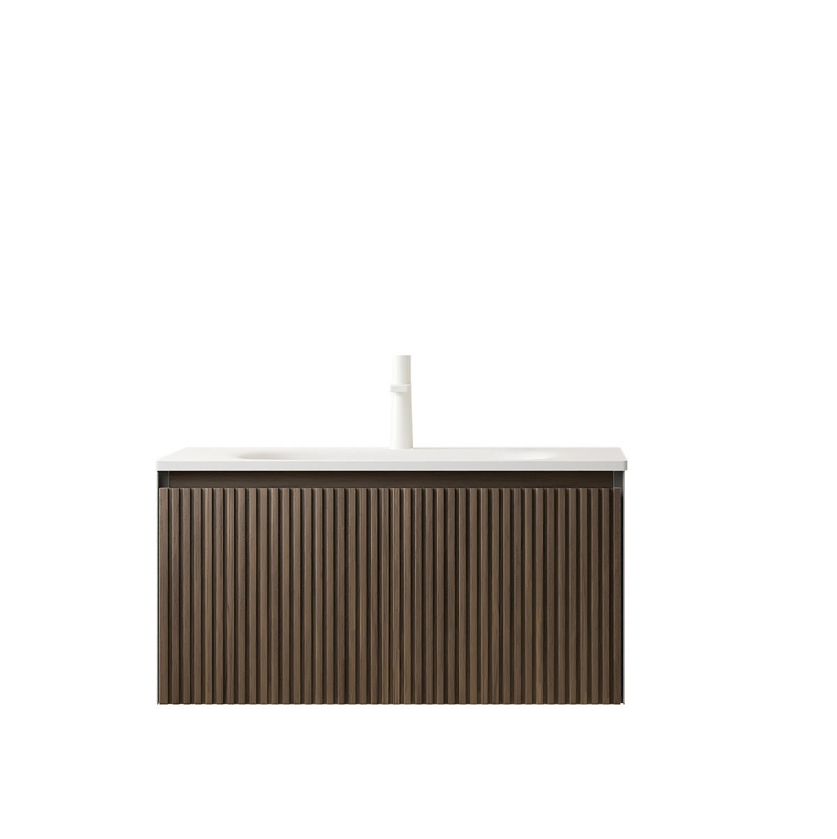 WASCHTISCHSET mit Schublade 80 cm Brown Oak/Weiß - Schwarz, Holzwerkstoff (46/41.8/80cm) - Beauniv