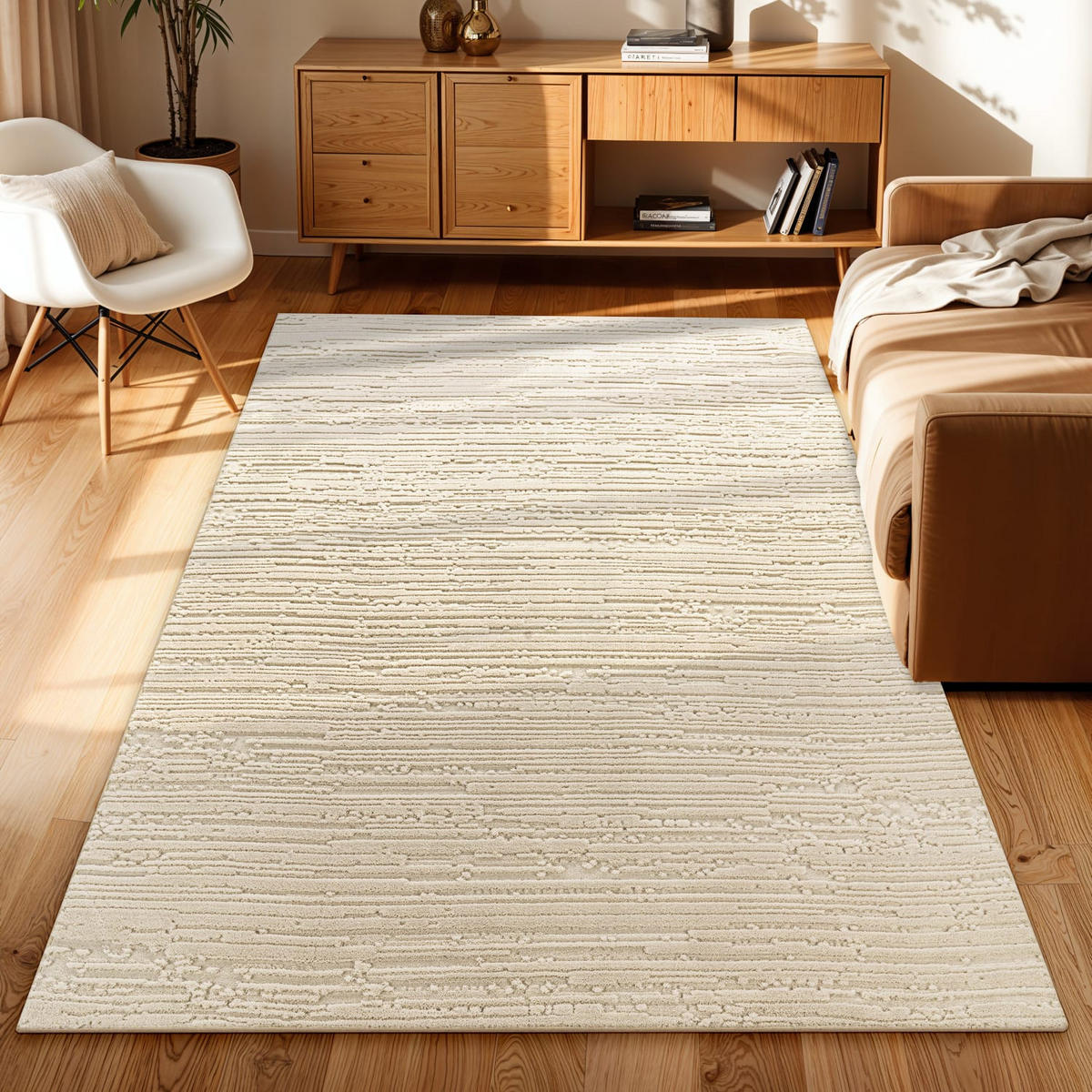 STRUKTURTEPPICH, mit Struktur, Creme, 160 x 220 cm - Beige, Textil (160/220cm) - KADIMA DESIGN