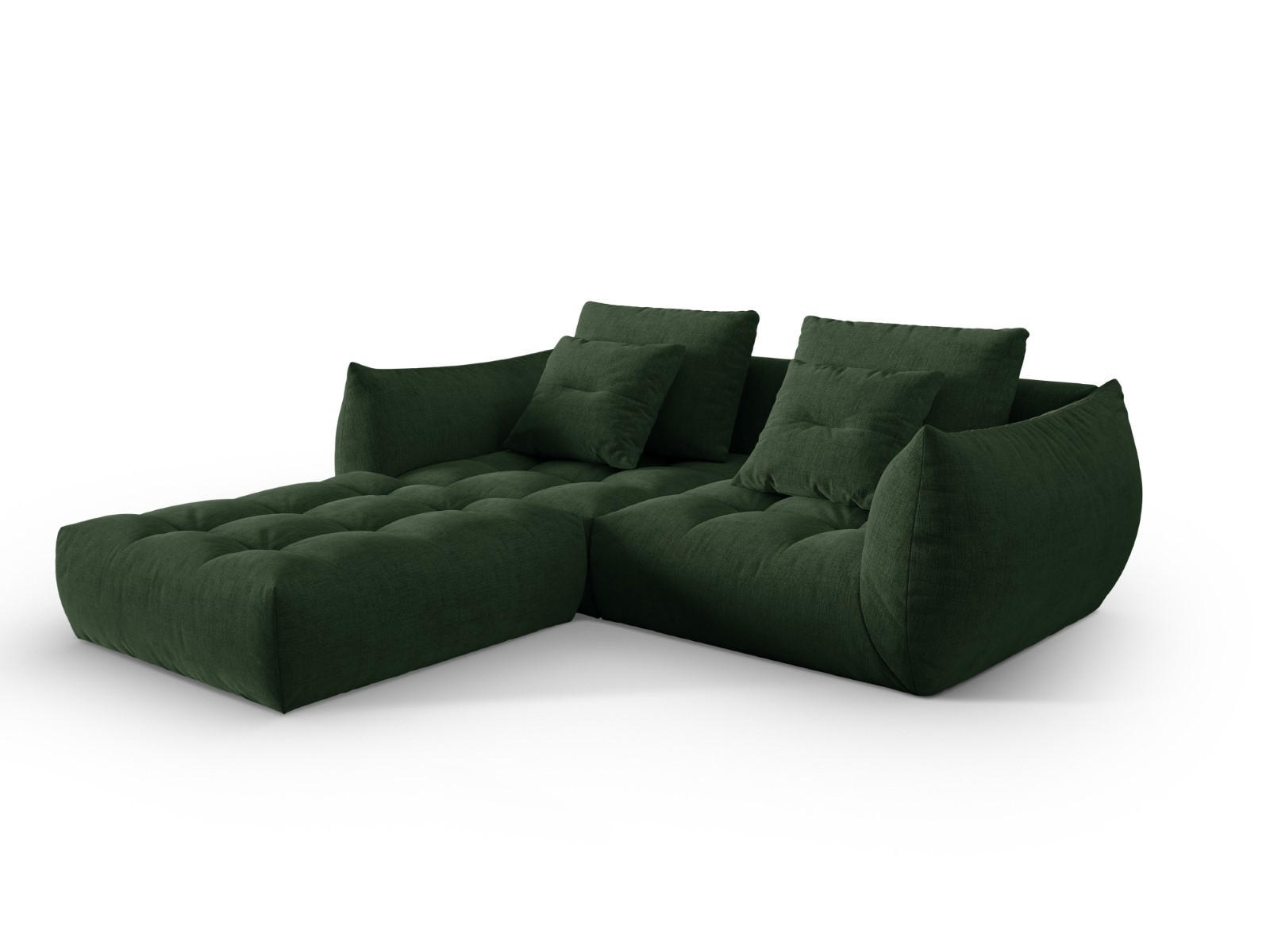 SOFA modular Bloom aus strukturiertem Stoff moosgrün 3 Sitzplätze - Salbeigrün, Textil (216/232cm) - Micadoni