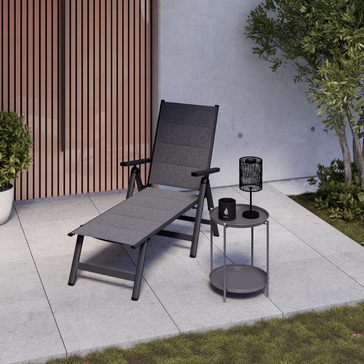 GARTENLIEGE Werner Grau Aluminium - Grau, Metall (1/103/140cm) - Mömax