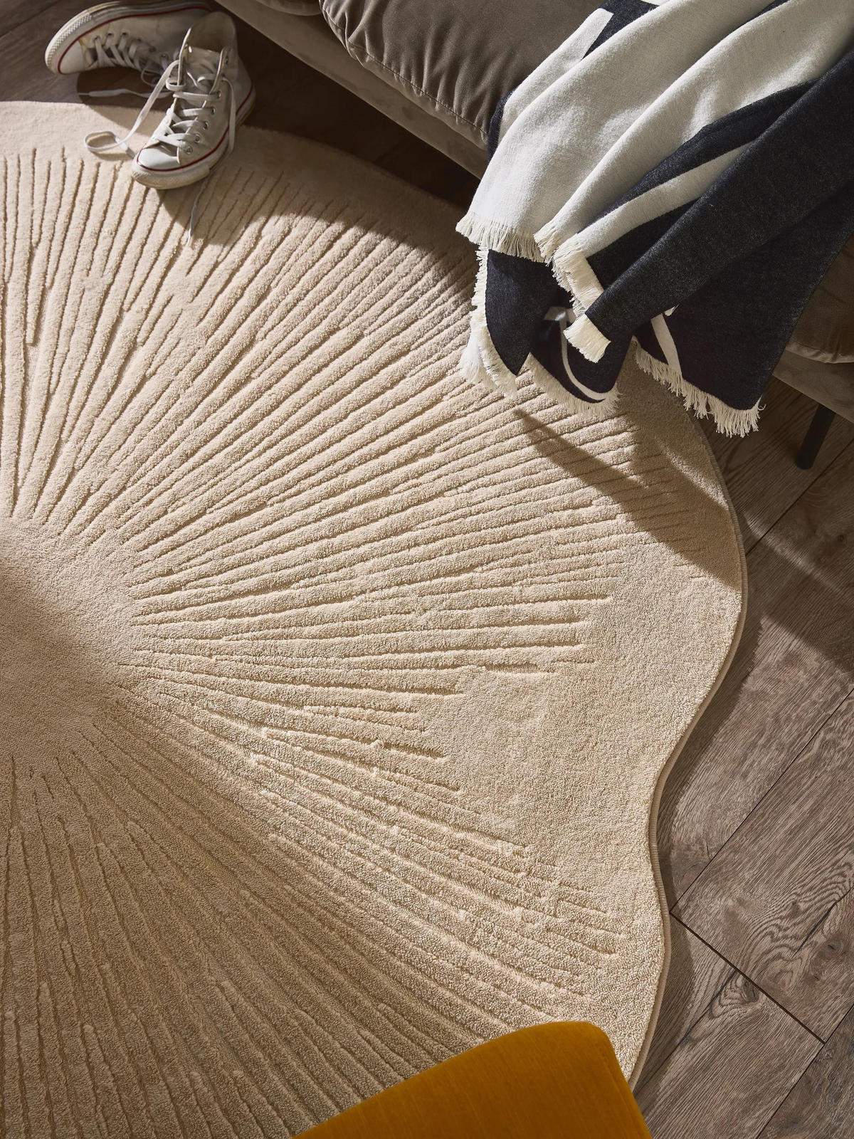 TEPPICH Pam waschbar Beige ø 120 cm rund - Beige, Kunststoff/Textil (120/120cm) - benuta