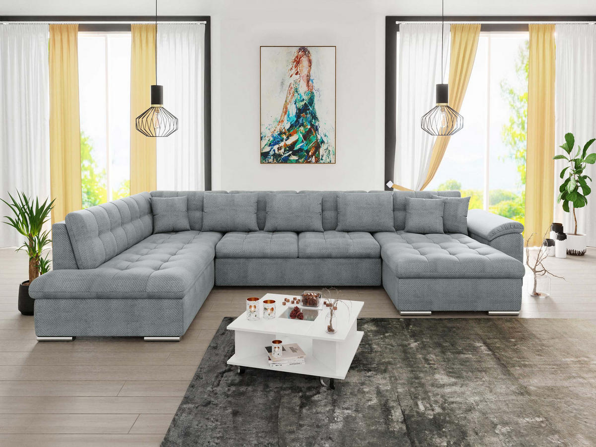 WOHNLANDSCHAFT Niko Bis, Seite: Rechts - Chromfarben, Holz/Textil (348/76/205cm) - MIRJAN24