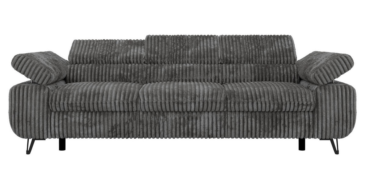 TŘÍMÍSTNÁ POHOVKA PETER 3 - Šedá Manšestr - šedá/černá, kov/textil (262/76/99cm) - MKS
