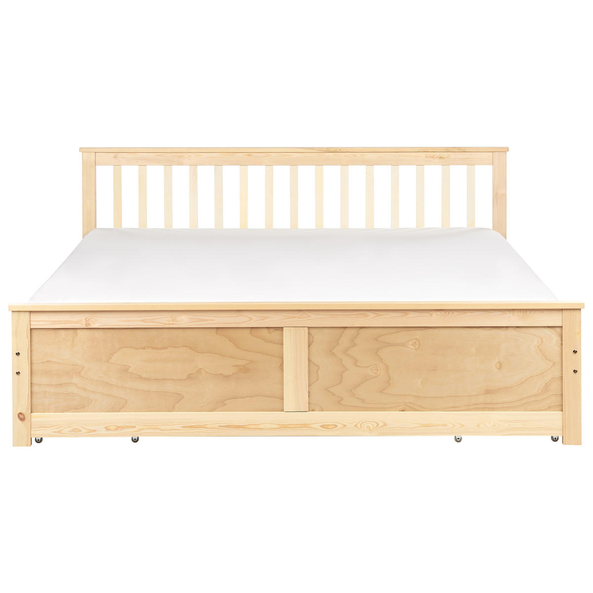 BETT mit Schubladen 180x200 cm Heller Holzfarbton Olendon - Hellbraun, Holz (180/200cm) - Beliani