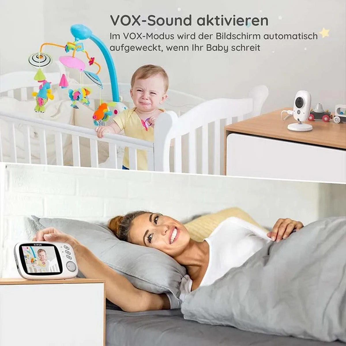 BABYPHONE 3,2-Zoll Nachtsicht Kamera, Weiß - Weiß, Kunststoff - Kaket