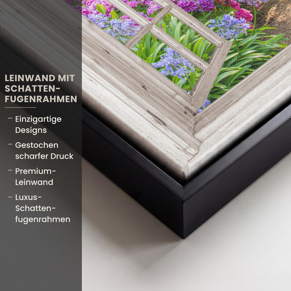 LEINWAND Bilder mit Rahmen - Hortensie - Durchsichtig - Blumen - Sommer - Lila - Weg - 40x30 - Lila, Textil (40/30cm) - MuchoWow
