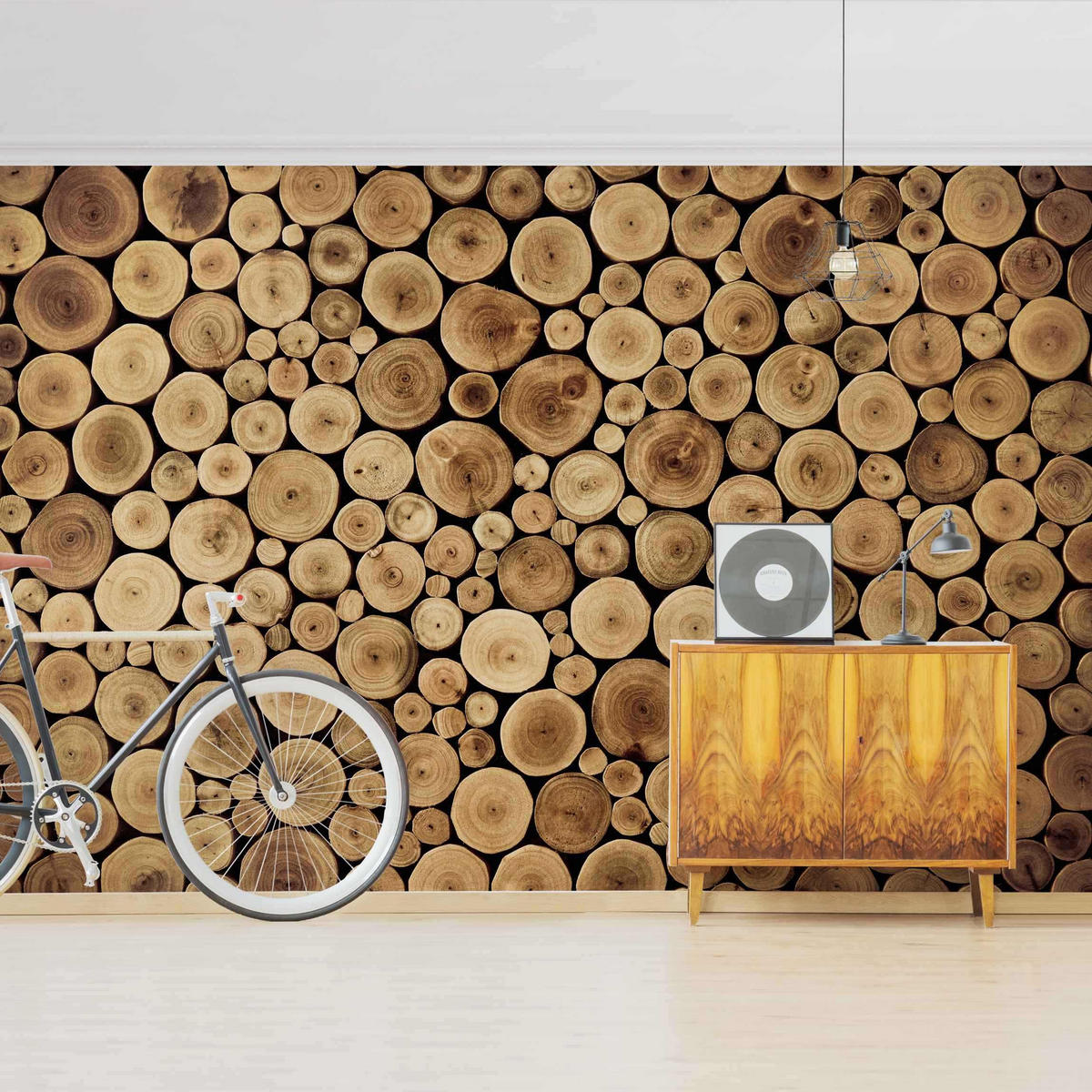 FOTOTAPETE Homey Firewood 384/255 cm - Braun, Papier (384/255cm) - Bilderwelten