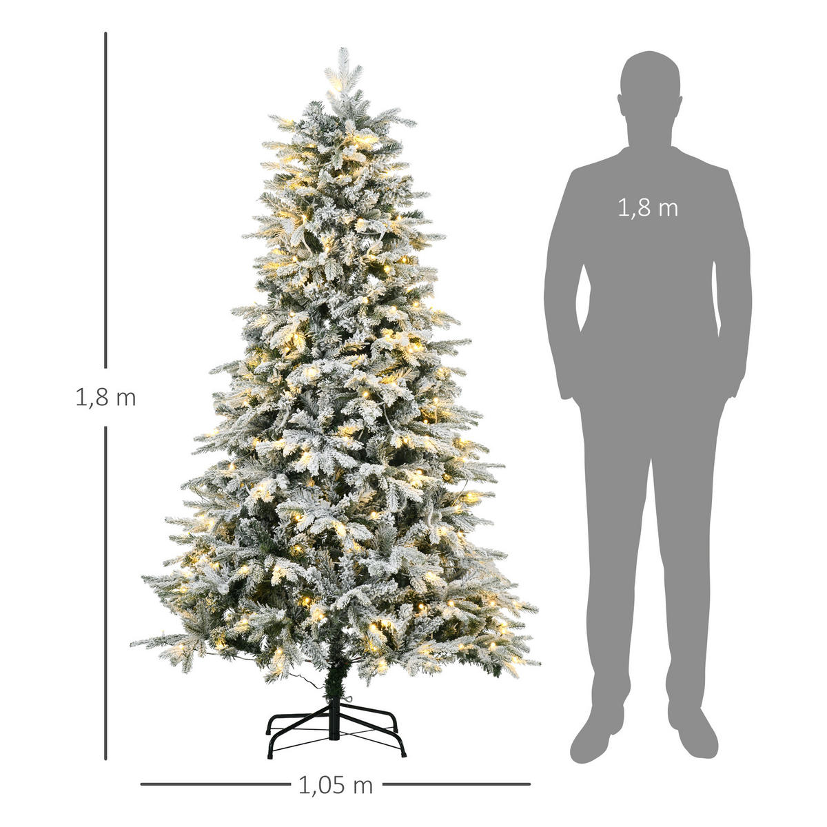 WEIHNACHTSBAUM, 180 cm, Kunststoff, Stahl, Weiß - Weiß, Kunststoff (180cm) - HOMCOM