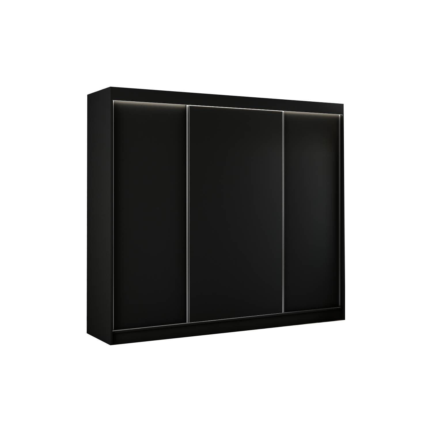 Meblini Schiebetürenschrank Schwarz 250x215x61 cm