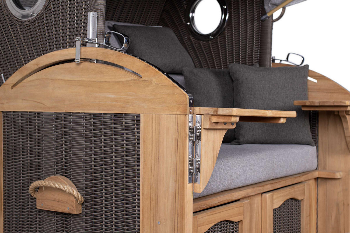 STRANDKORB XL Schillig Bullauge - Braun/Grau, Metall (142/170/95cm) - Mr. Deko