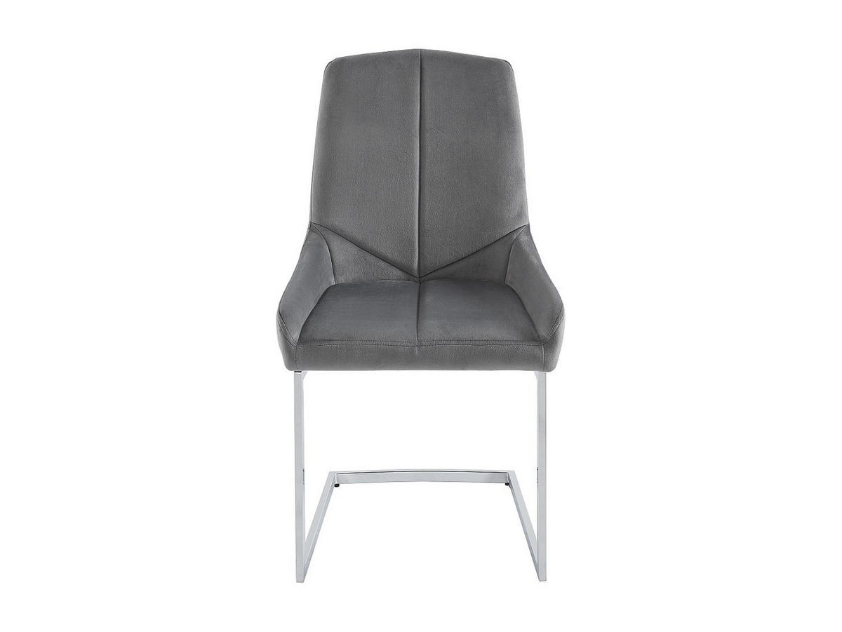 STUHL 2er-Set - Samt & Metall - Grau - BERLONA - Grau, Textil (53/96/58cm) - Vente-Unique