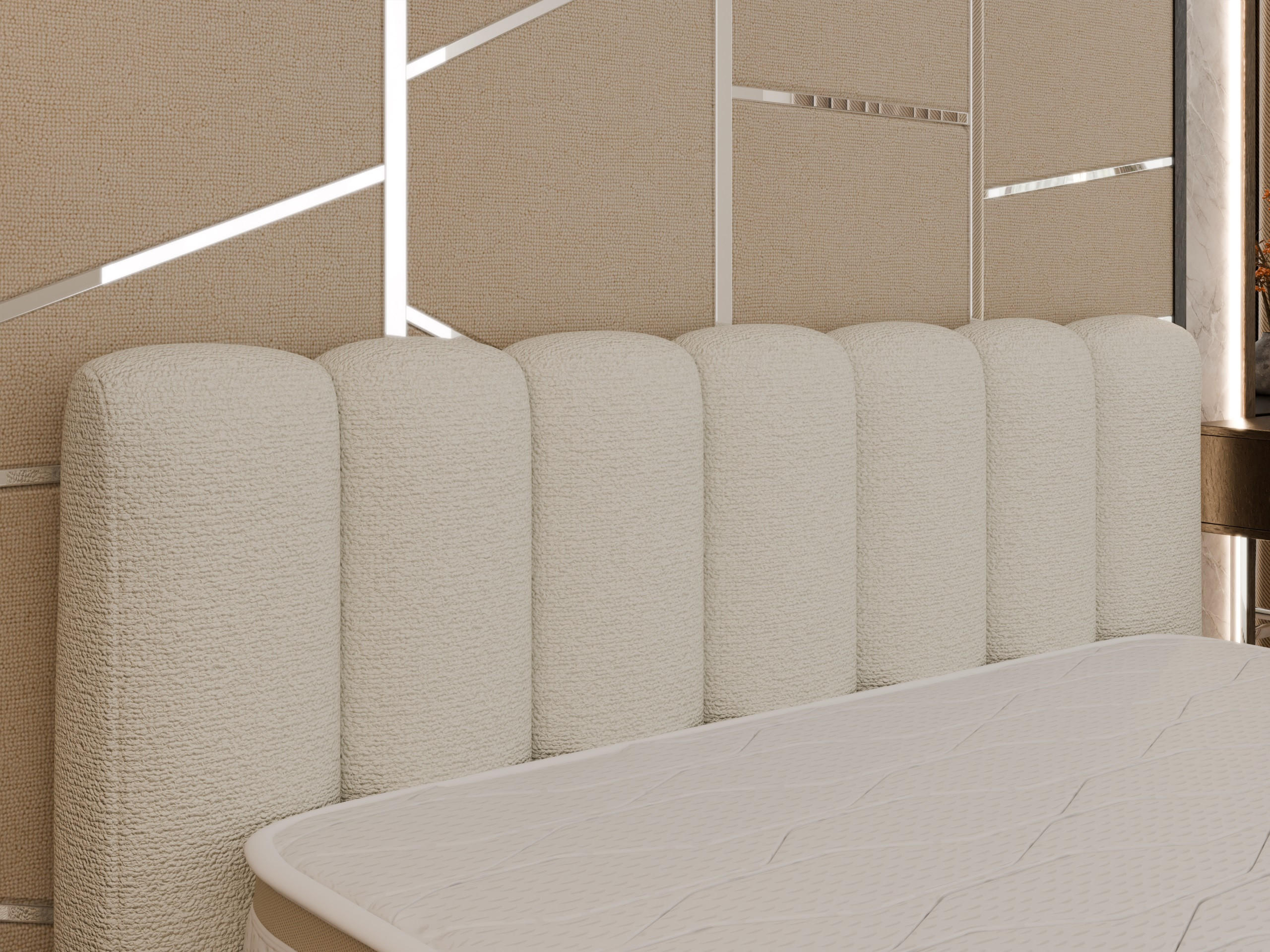 POLSTERBETT Zaira 180x200cm – Elegantes Polsterbett für modernen Wohnstil , ohne matratze, creme - Creme, Holz (180/200cm) - Panda Möbel