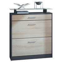 SCHUHSCHRANK Loret Fronten in Eiche sägerau - Eiche San Remo, Holzwerkstoff (89/104/23cm) - Vladon