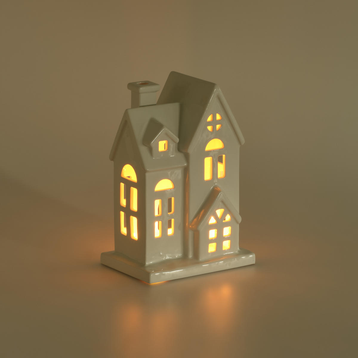 KERZENSTÄNDER Hausi, Weiß, 25 x 12 x 17 cm, Dekorative Weihnachtsdeko - Weiß, Keramik (12/25/17cm) - home&you