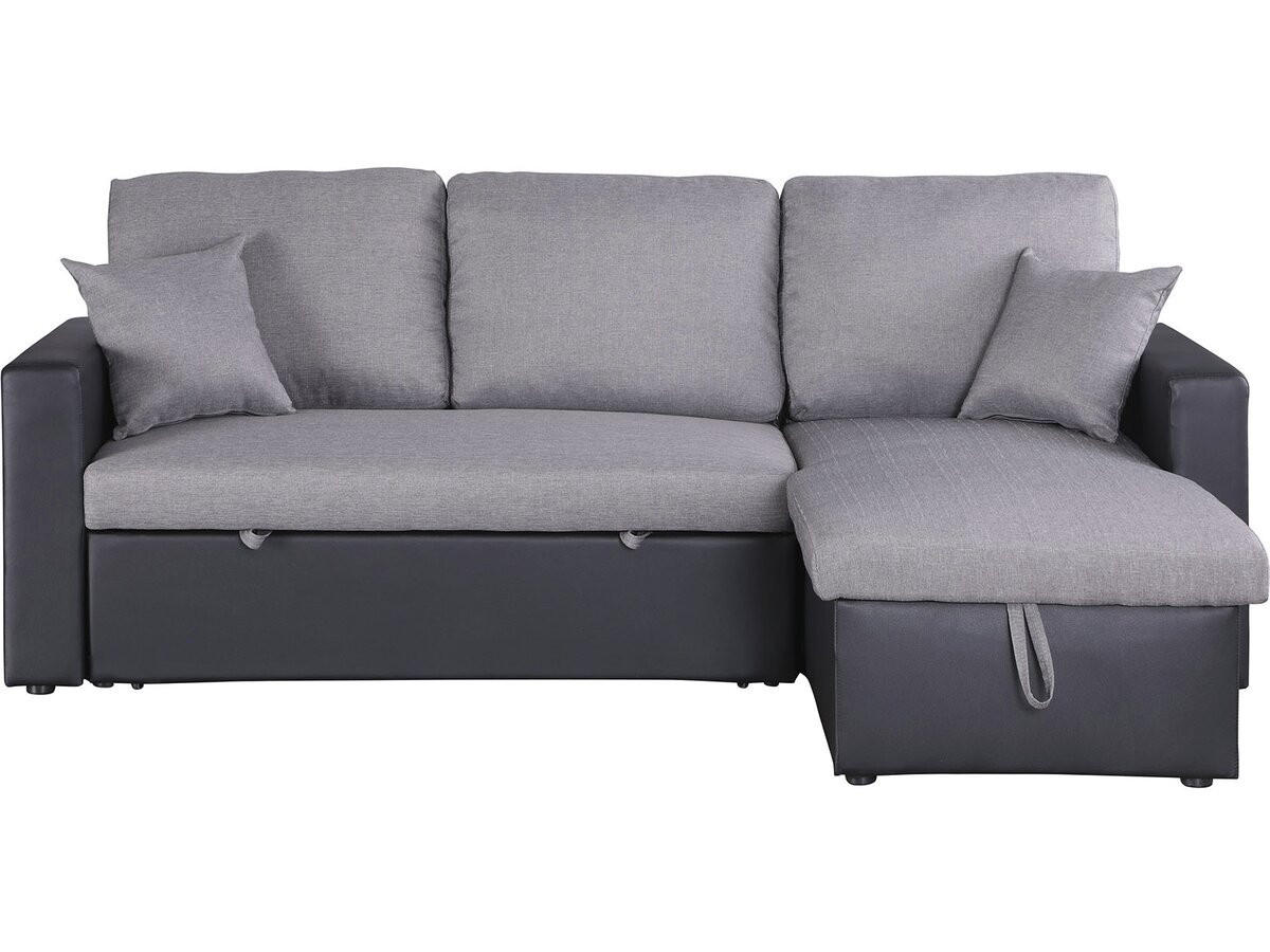 ECKSCHLAFSOFA Alain Grau/Schwarz - Schwarz/Grau, Kunststoff/Textil (221/145cm) - Habitat Garten